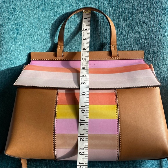 Tory Burch Block-T Degrade Vachetta Fresh Melon Leather Shoulder Strap Satchel - Picture 13 of 16